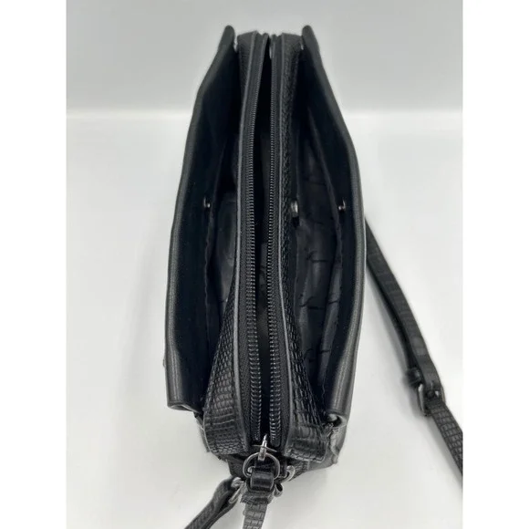 Simply Vera Faux Leather‎ Crossbody Bag Chain Strap Zipper Pocket - Picture 6 of 8